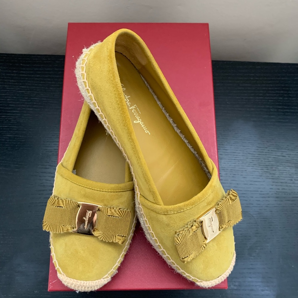 Salvatore Ferragamo ELODIE Suede Espadrilles 5.5